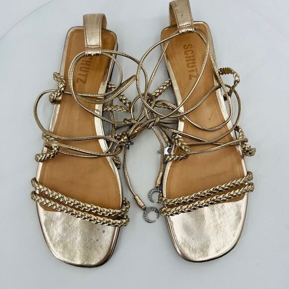 Schutz Lunah Braided Flat Gladiator Sandals Size 9.5B - Picture 13 of 13